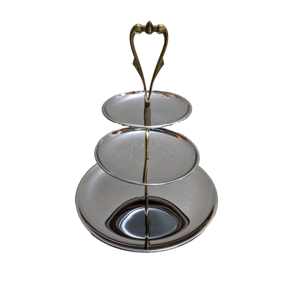 Kromex Vogue Triple Tier Tidbit Serving Tray Retro Original Box MCM 60s 1960s